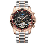 POEDAGAR Stainless Steel Tourbillon